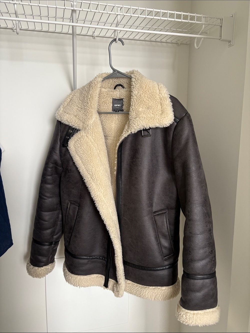Men's Dark Brown Shearling Lined Aviator Jacket